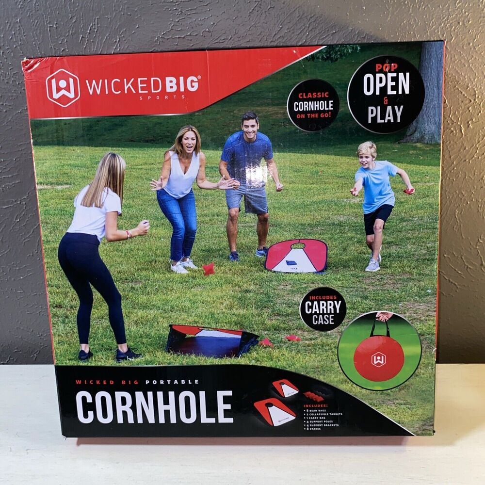 Wicked Big Sports Portable Cornhole Set 3'x2' Brand New Pop & Play Outdoor Game